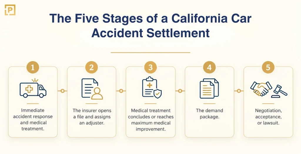 The Five Stages of a California Car Accident Settlement