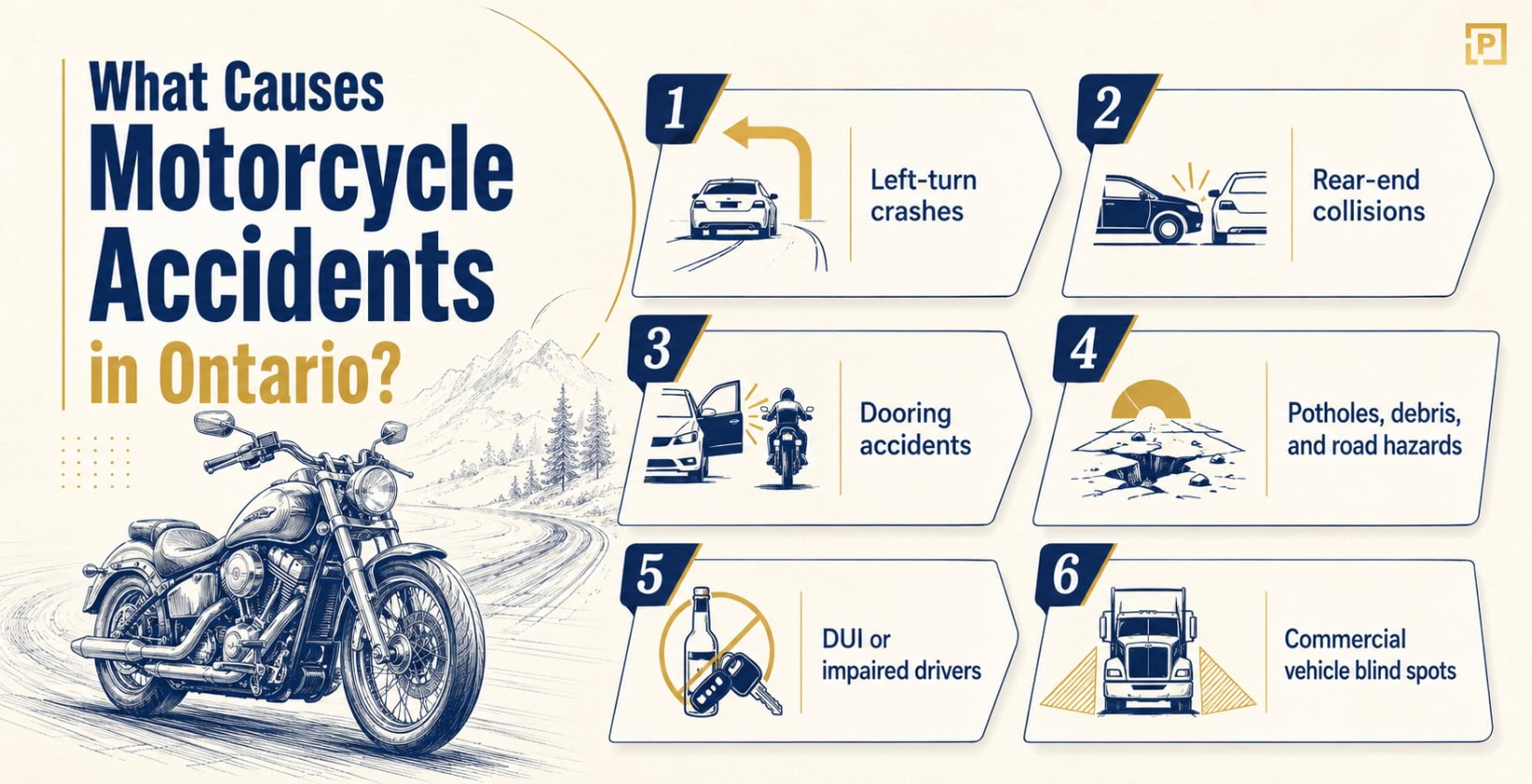 what causes motorcycle accidents in ontario california