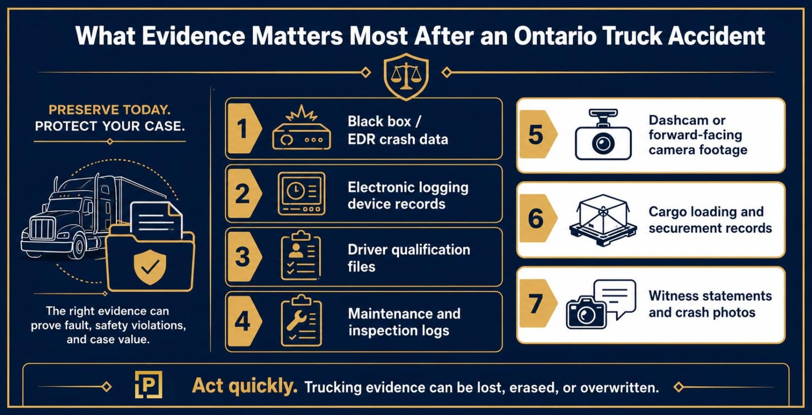 what evidence matters most after an ontario truck accident