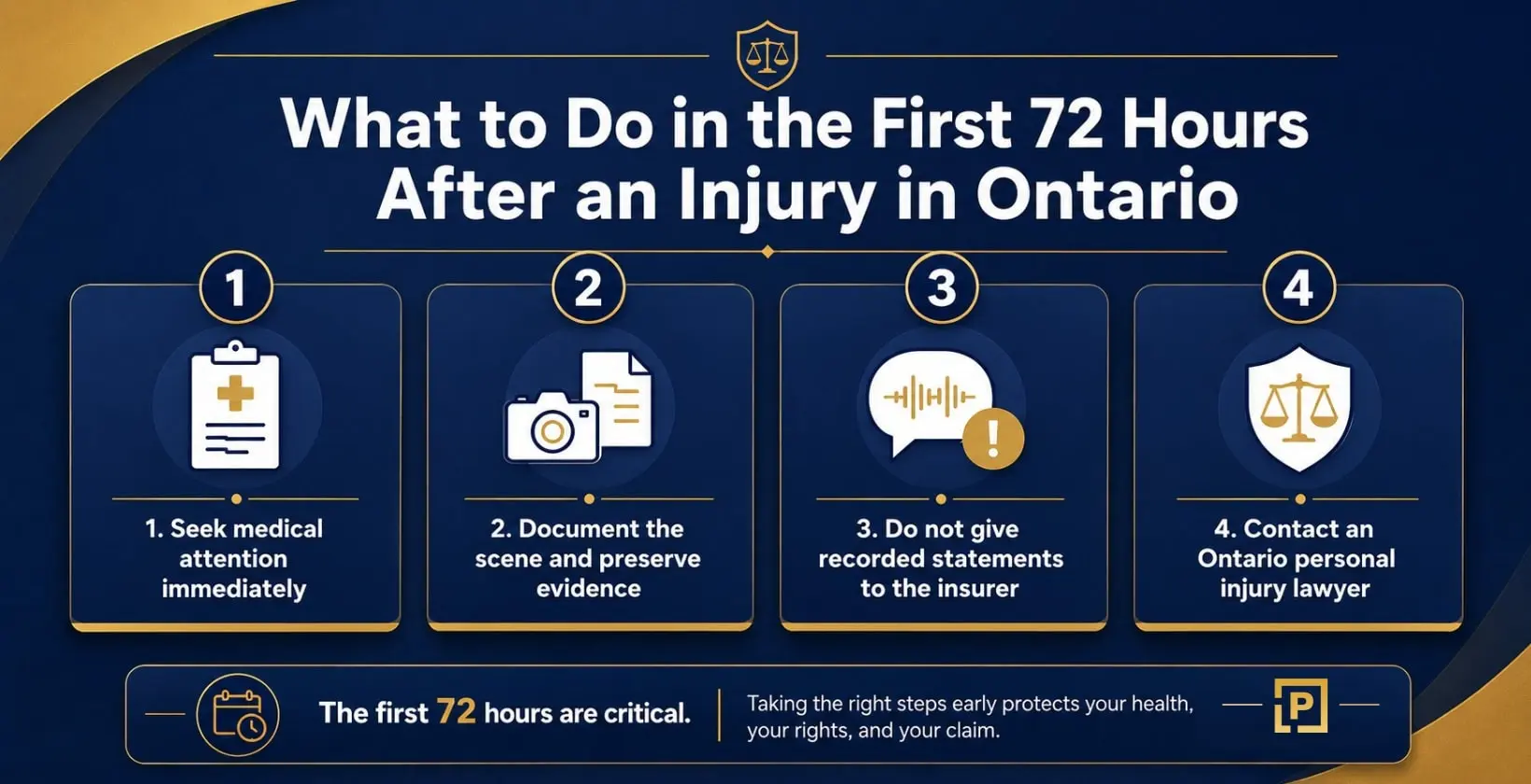 infographics on what to do in the first 72 hours after an injury in ontario california